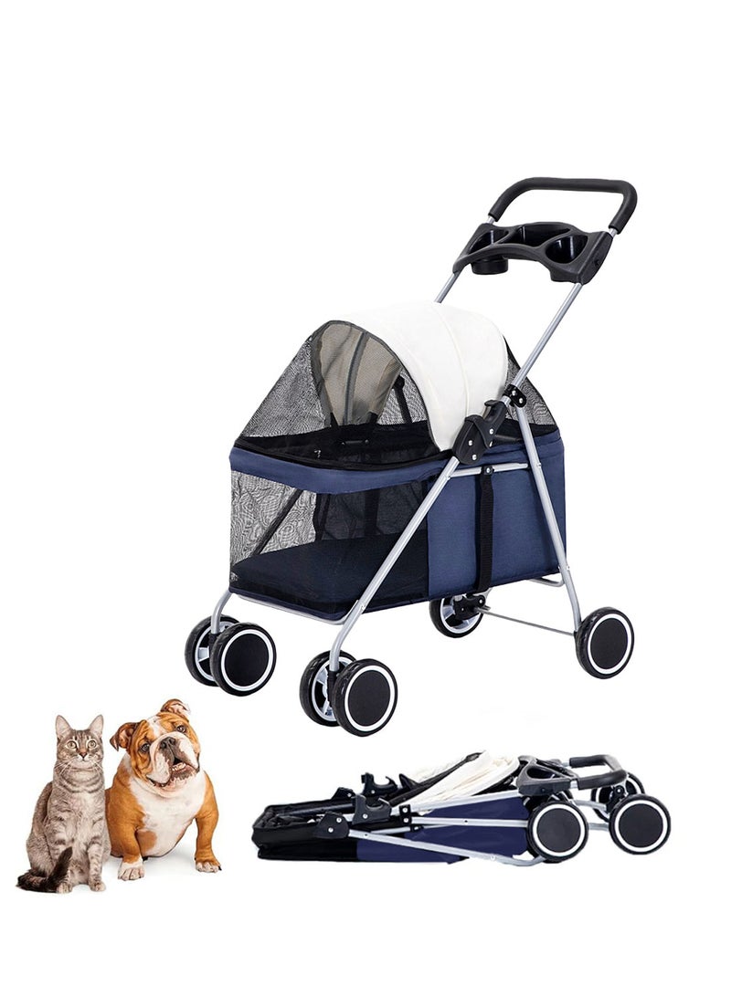 Kidle Foldable Pet Trolley Stroller Outdoor Lightweight Pet Stroller Large Space Cat Dog Stroller - Image 1